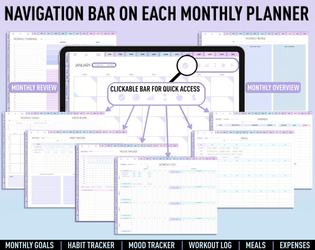 Undated Digital Planner - Purple